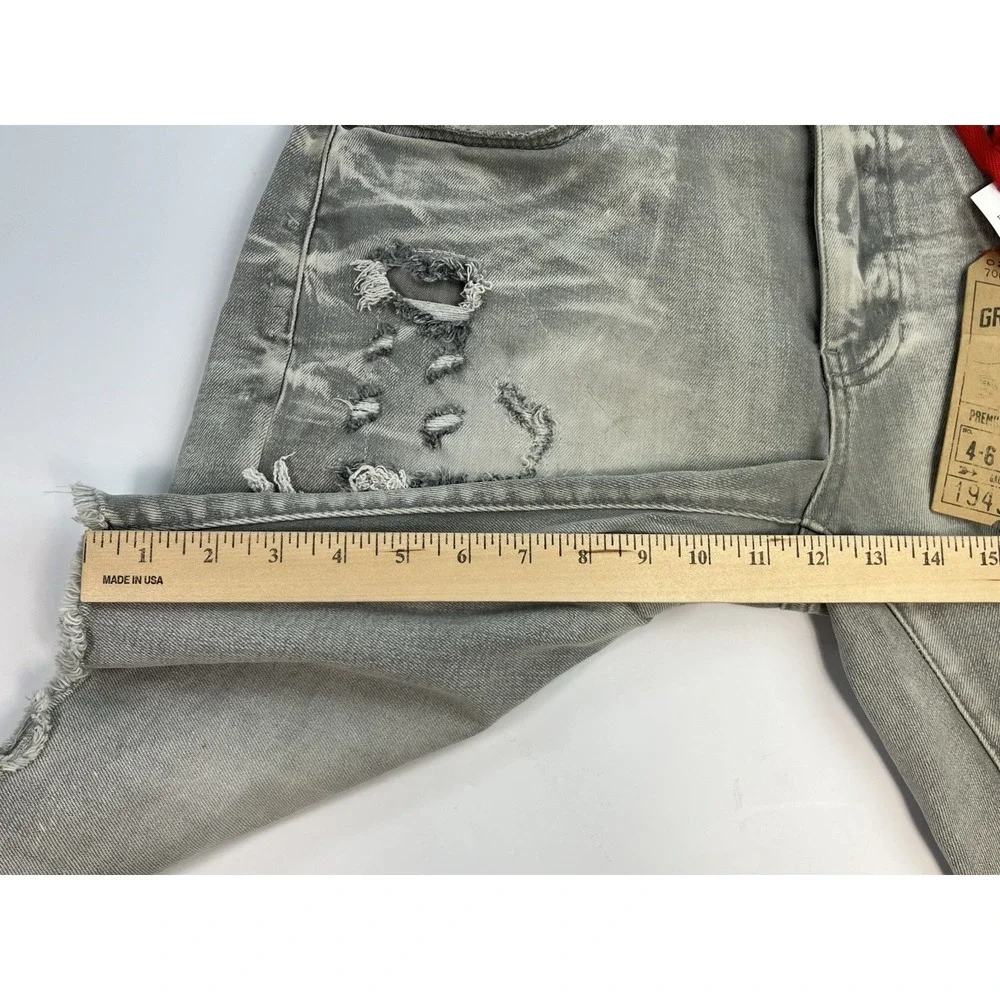 Grindhouse Denim Jean Shorts Men's Size 32 Gray Wash Distressed Bermuda NEW